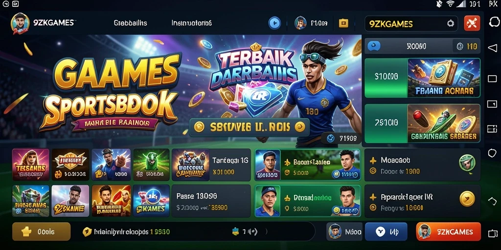 Screenshot 9ZKGAMES menunjukkan pengguna yang aktif bertaruh pada pertandingan olahraga.