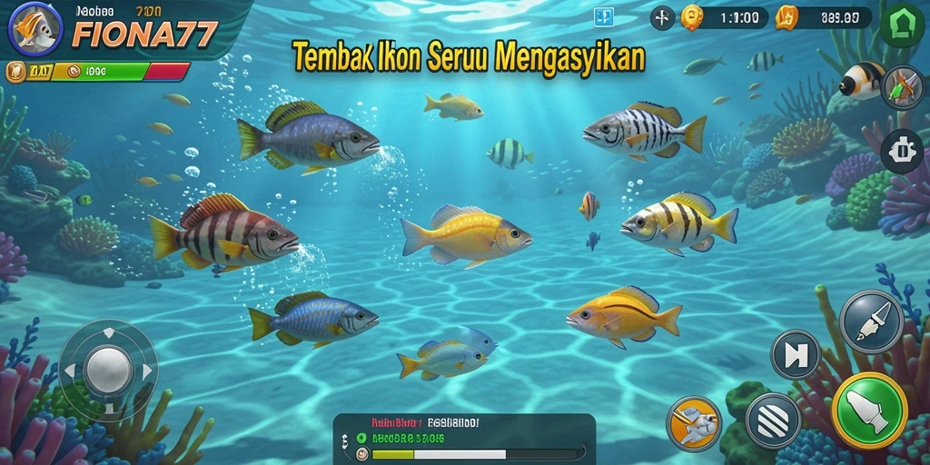 Screenshot utama FIONA77 yang menampilkan serunya gameplay Tembak Ikan.