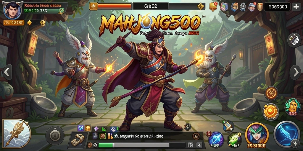 Screenshot gameplay MAHJONG500 menampilkan aksi pertarungan yang mendebarkan.