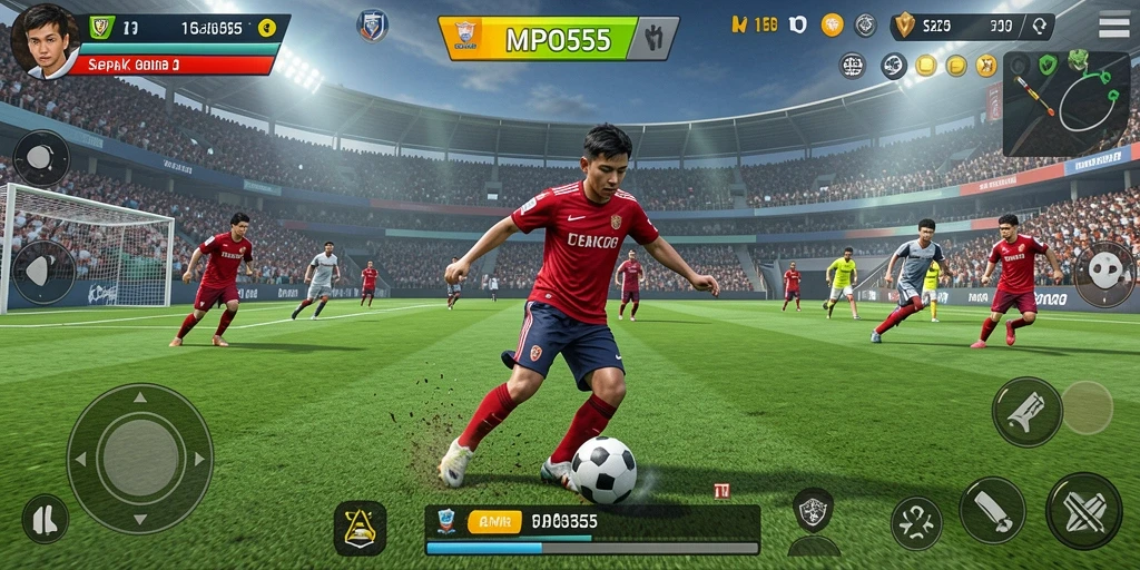 Tampilan gameplay sepak bola yang menegangkan di MPO555.