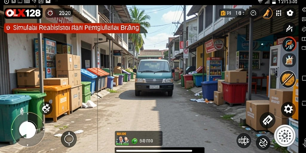 Tampilan gameplay OLX128 dengan simulasi jual beli barang.