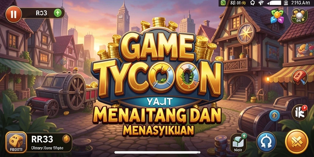 Screenshot gameplay RR33 yang menunjukkan manajemen bisnis Tycoon.